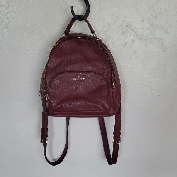 Kate Spade Burgundy Backpack Textured Leather Adjustable Straps main image 3